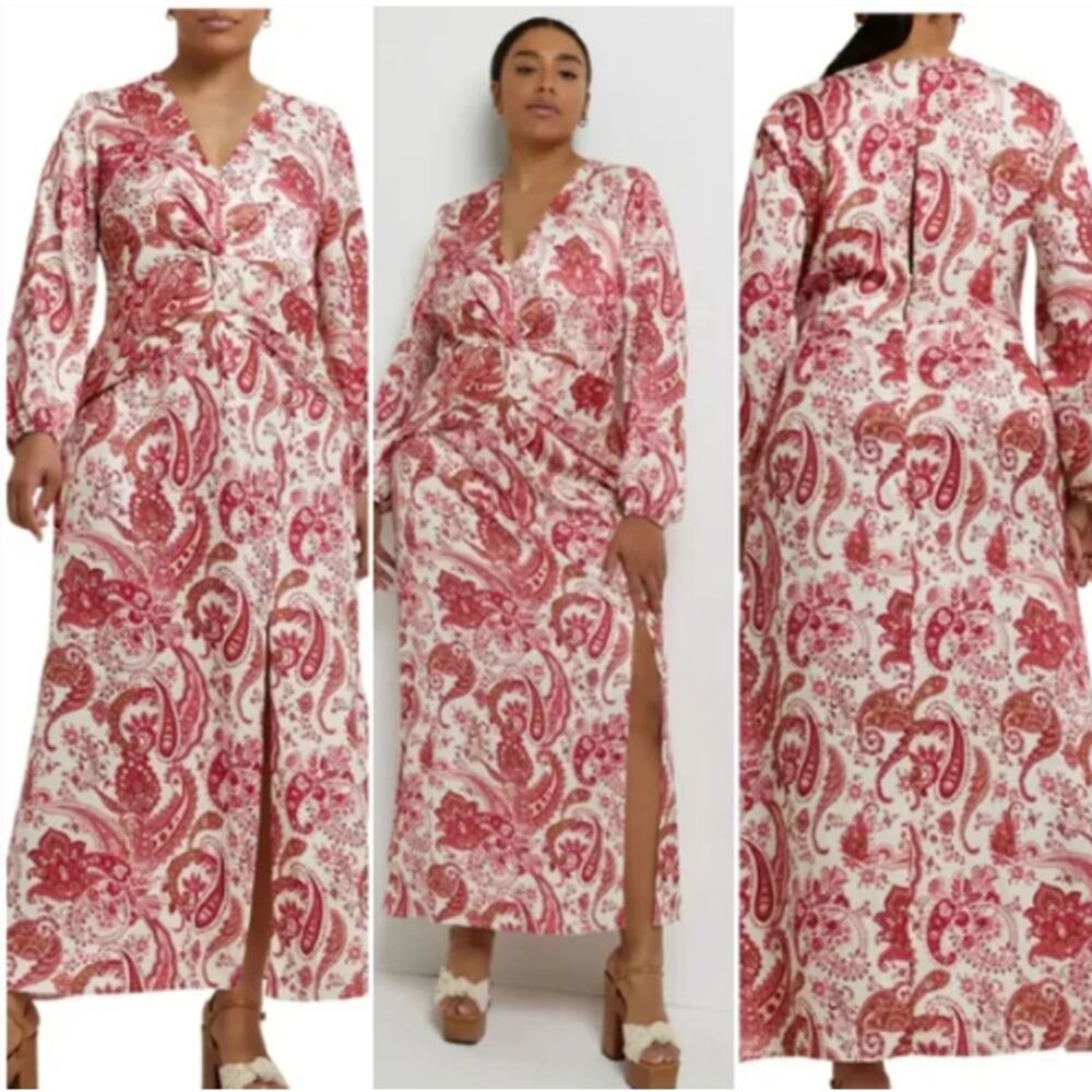 River Island Rhianna Paisley Long Sleeve Maxi Dress